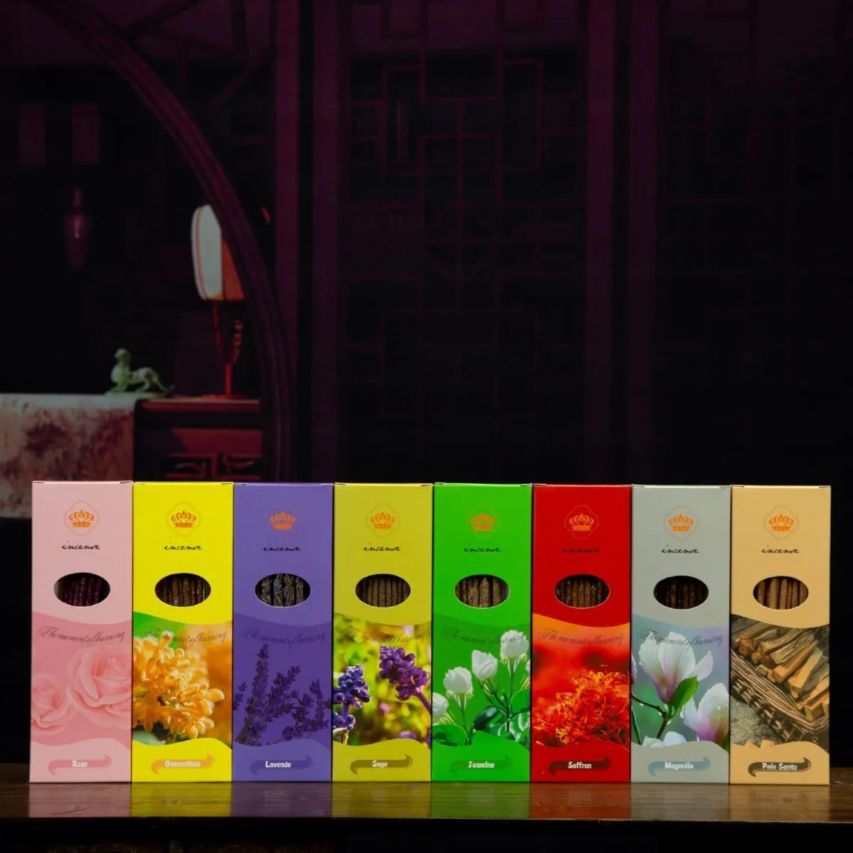 Box of 10 handmade Argentine aromatherapy incense sticks with an incense holder.