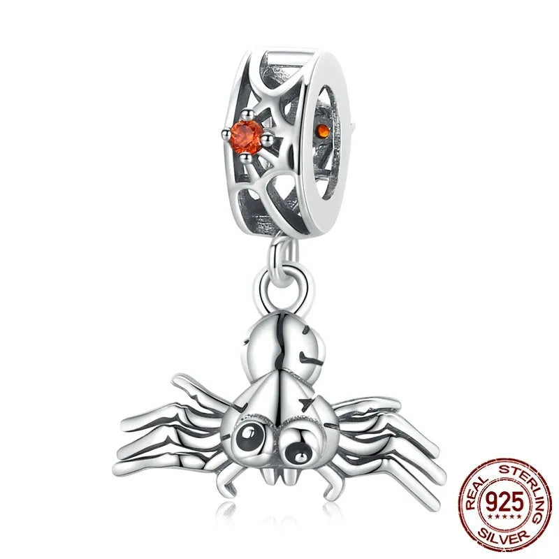 925 silver electroplated spider bead pendant 1.9x1.4cm on white background