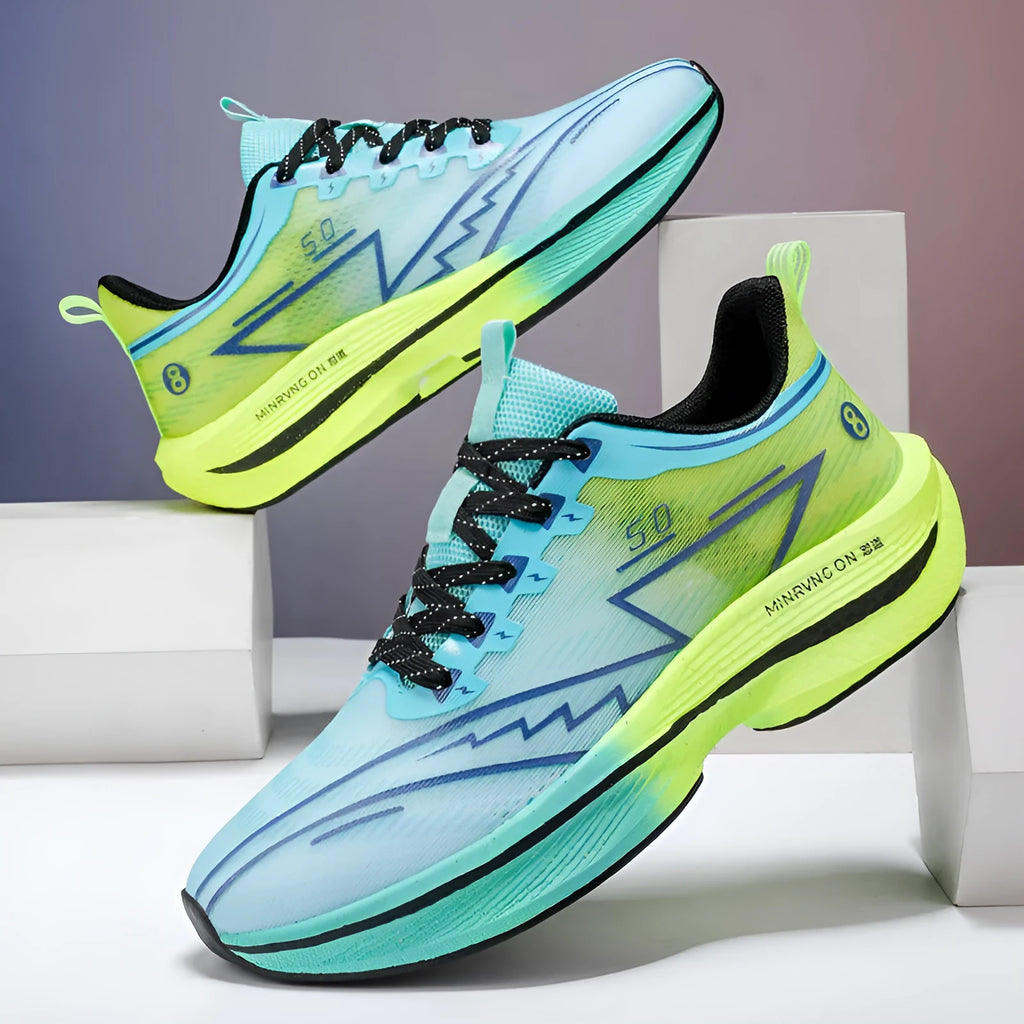 Youth and children's mesh racing running shoes in solid colour with lace-up closure and flat heel