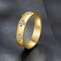 Gold plated sterling silver moissanite wedding ring on finger simple style
