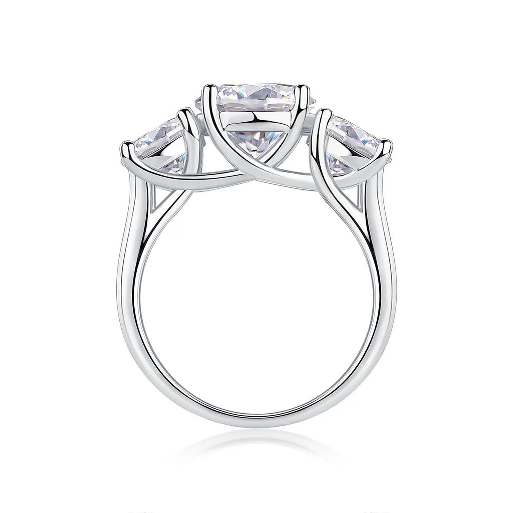 Three Lives Of Fortune wedding ring set with 3-carat moissanite in platinum-plated S925 silver, gift boxed with GRA certificate