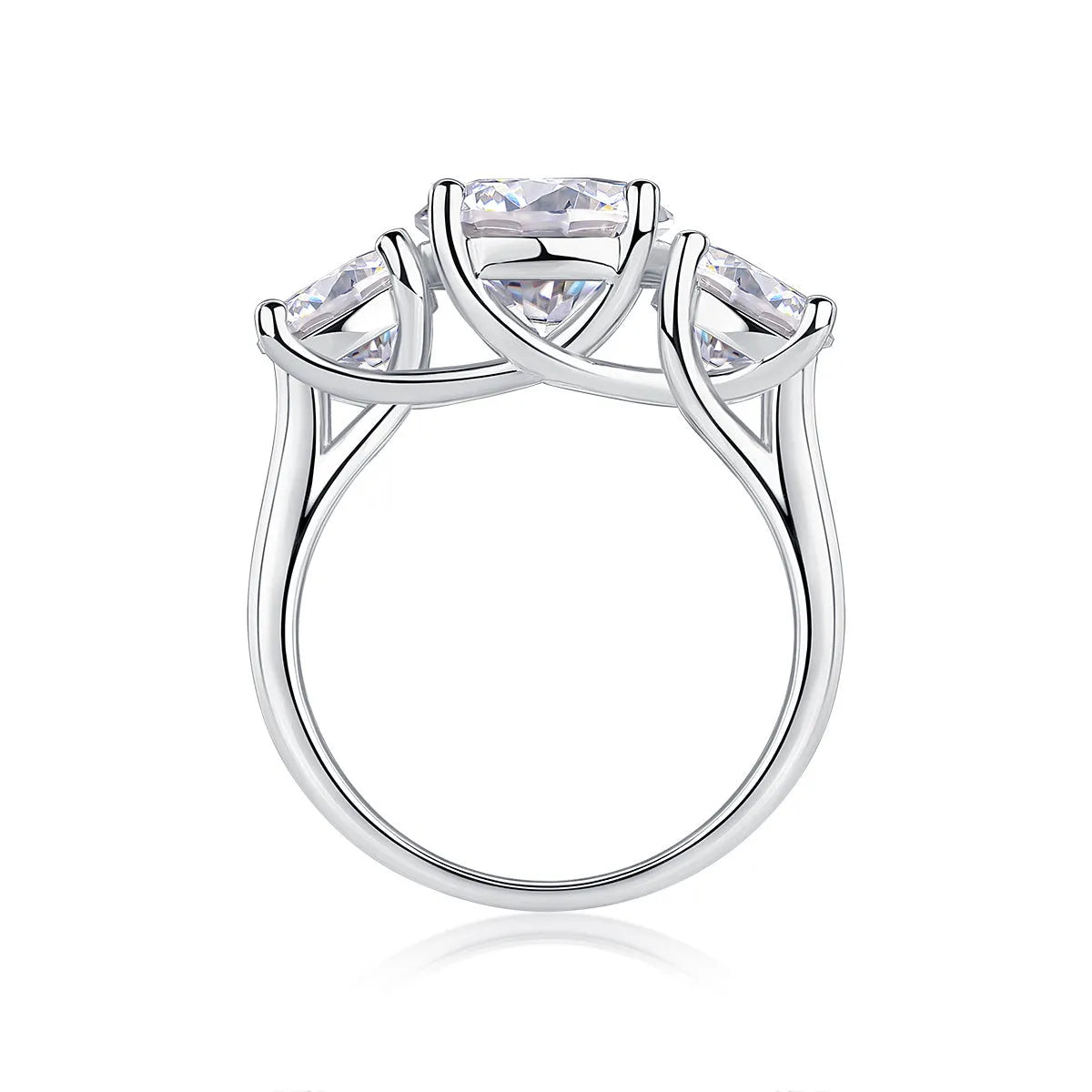 Three Lives Of Fortune wedding ring set with 3-carat moissanite in platinum-plated S925 silver, gift boxed with GRA certificate