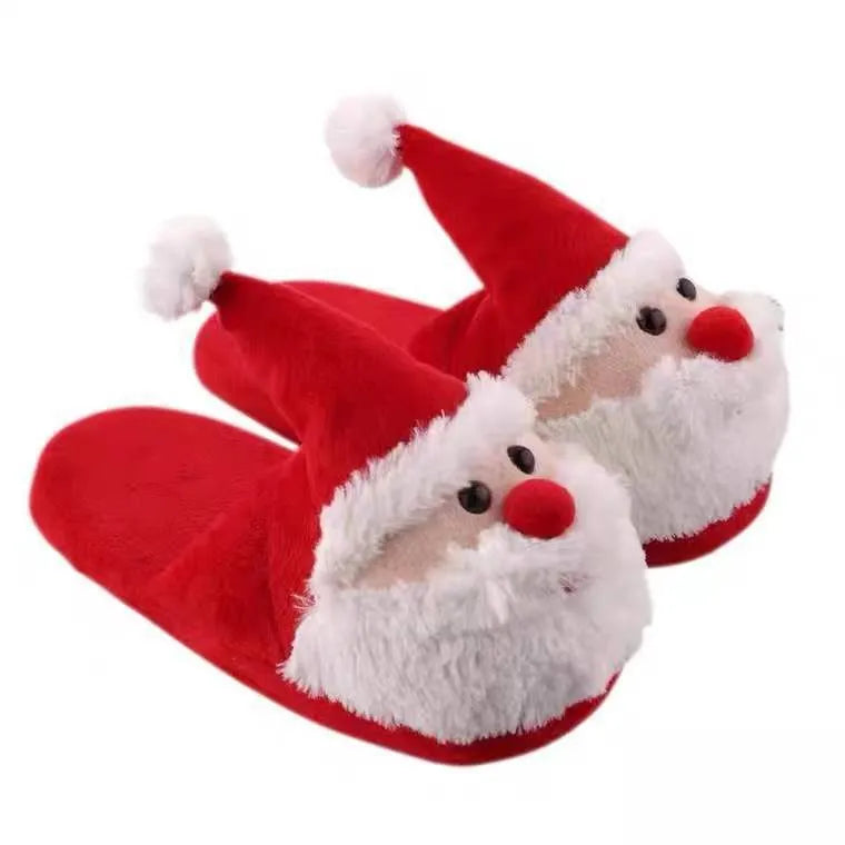 Santa Claus elk cartoon home slippers with polyester upper and TPR sole in red colour with bell
