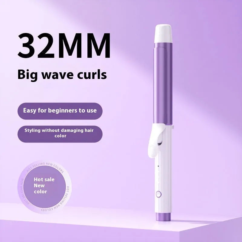 Anion big wave curling iron in pink with four gear thermoregulation, plastic body, and wired AC power