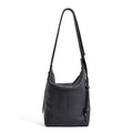 Soft genuine cowhide leather women's bucket shoulder bag in elephant grey colour