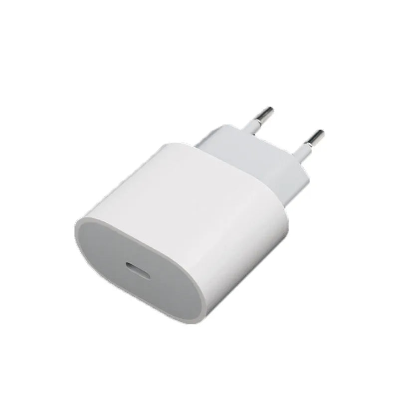 PD20W direct charge mobile phone charger with USB port and choice of US or European plug.