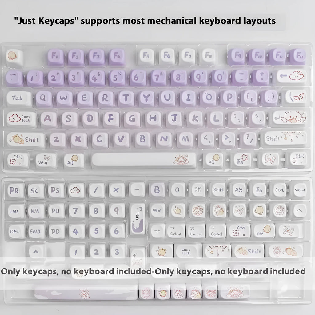 PBT gradient purple rabbit key caps set for mechanical keyboard sublimation printing