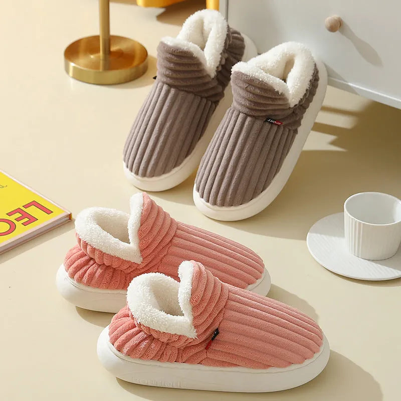 Women's cotton winter slippers with corduroy inner, low top, flat heel, available in various colours and sizes 36-47