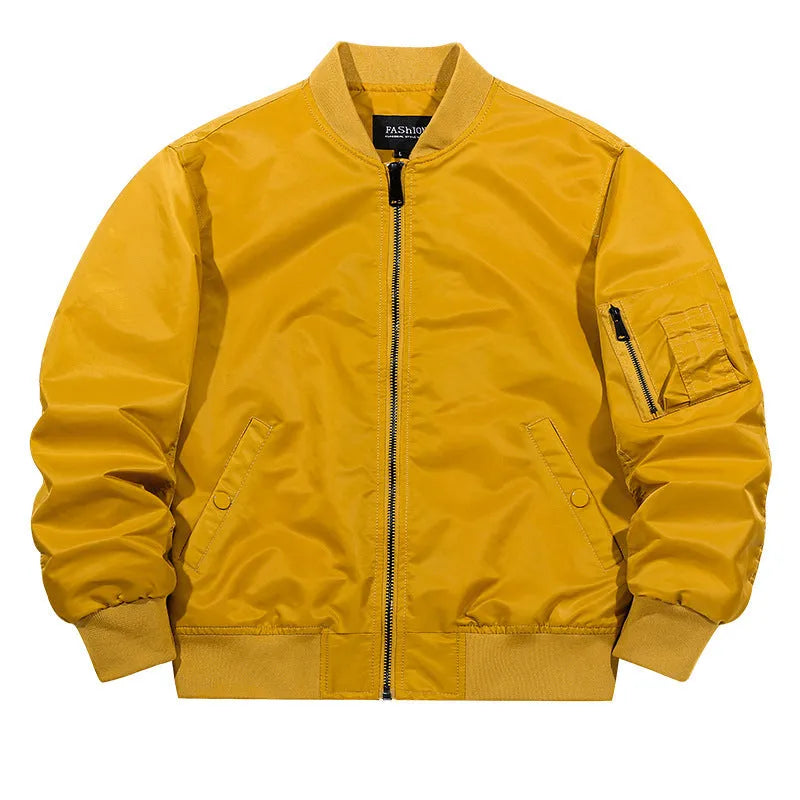 Men's casual jacket loose fit solid colour nylon with side seam pockets