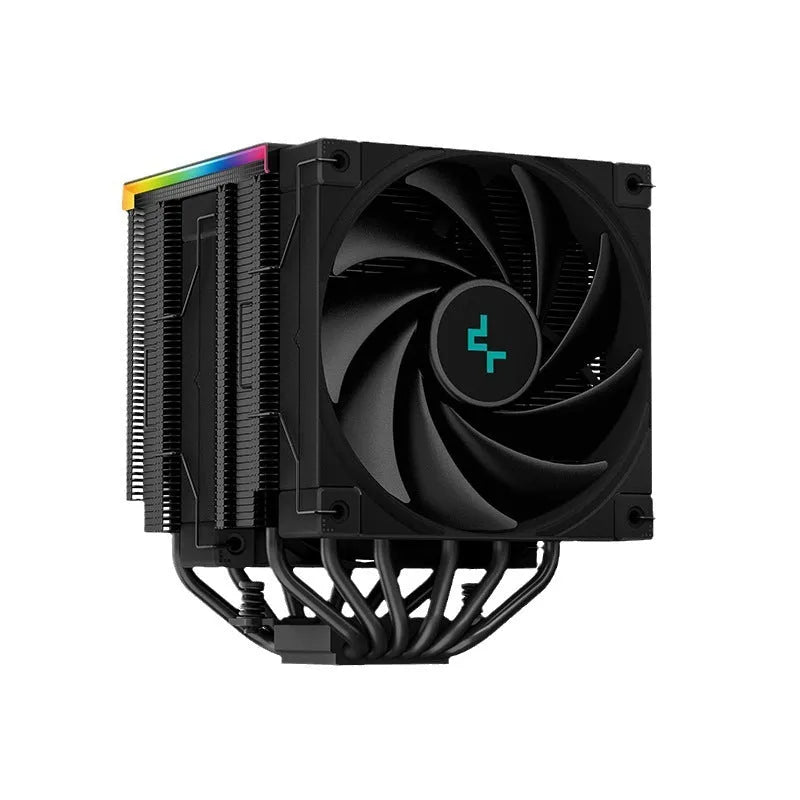 Twin tower air-cooled CPU heat sink with digital display, copper aluminium construction, 129x138x162mm, black colour
