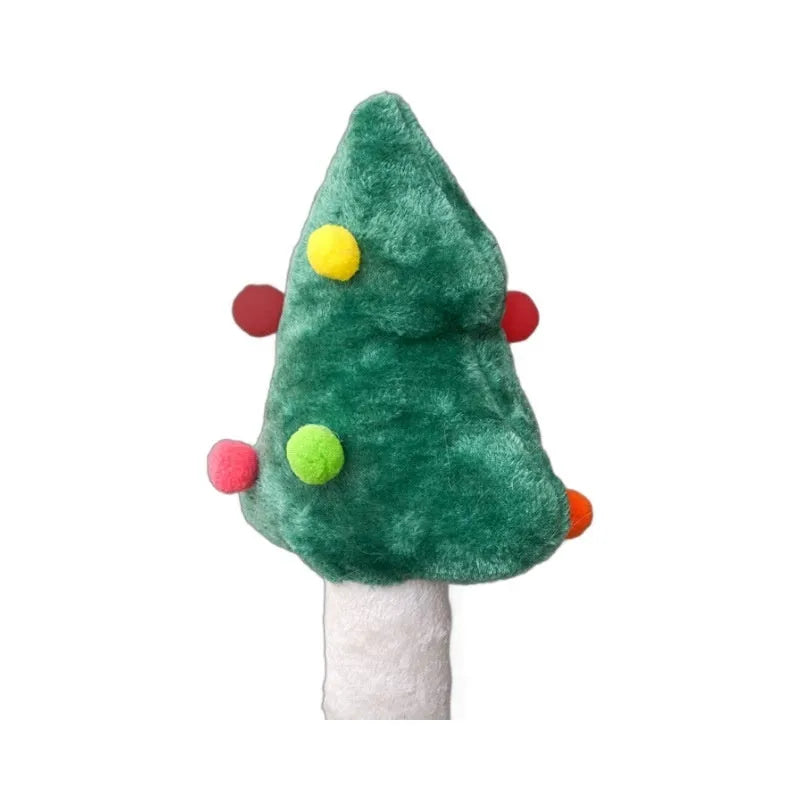 Cat scratch integrated toy with Christmas colours in red, green and white on density plate material