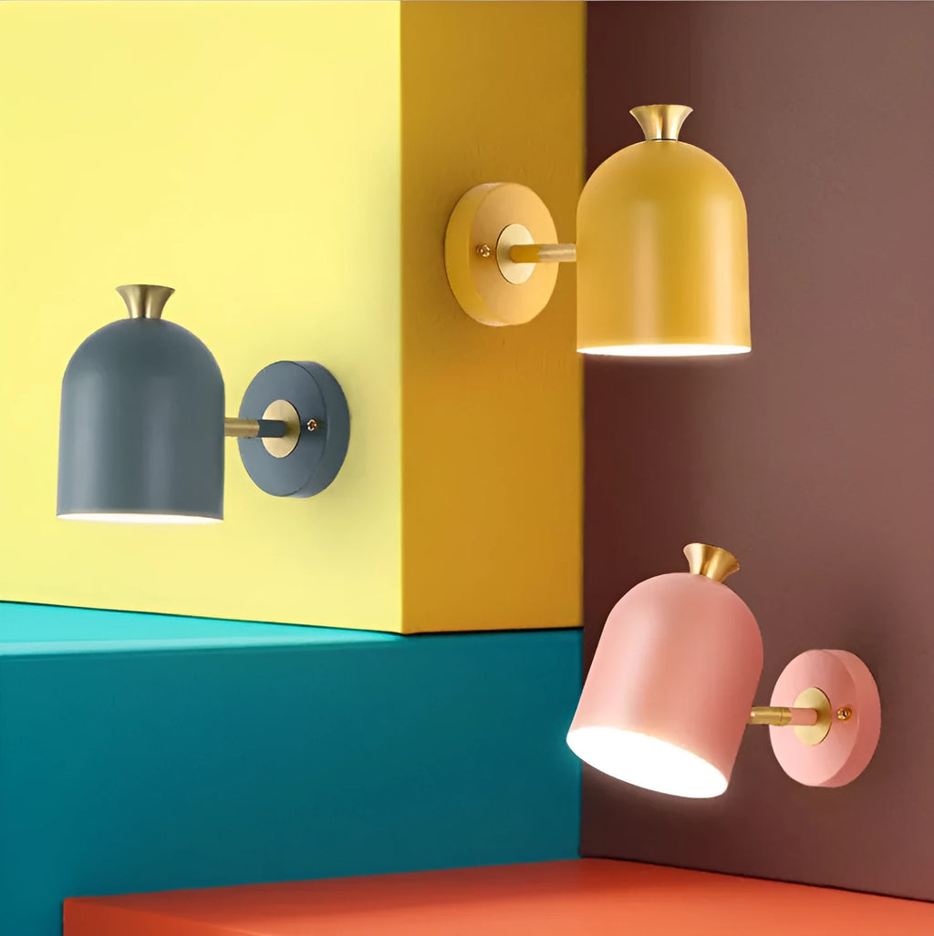 Single-head aluminium LED wall lamp with 250mm size in yellow for bedside use