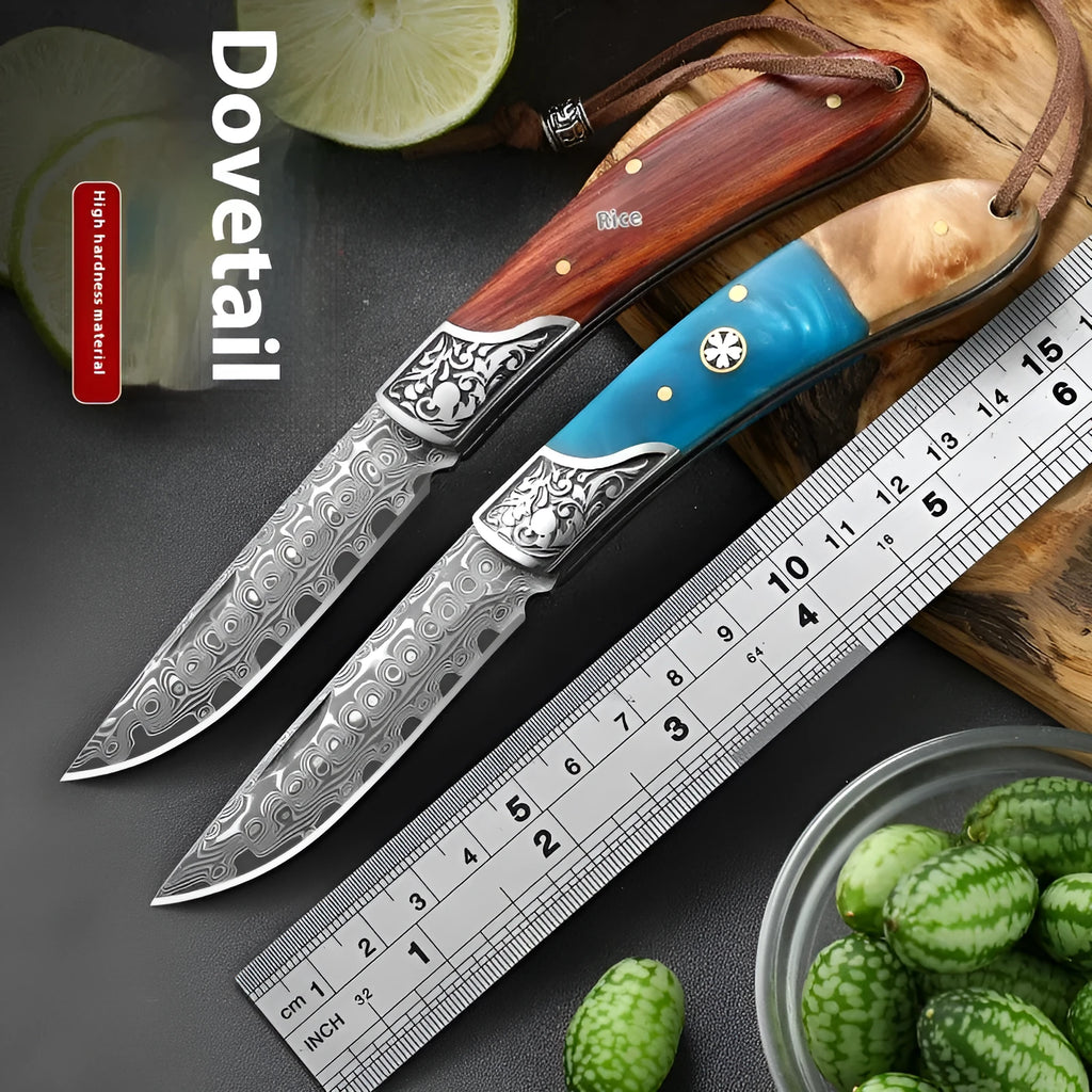 Traditional Chinese folding pocket knife with VG10 steel blade in blue or red