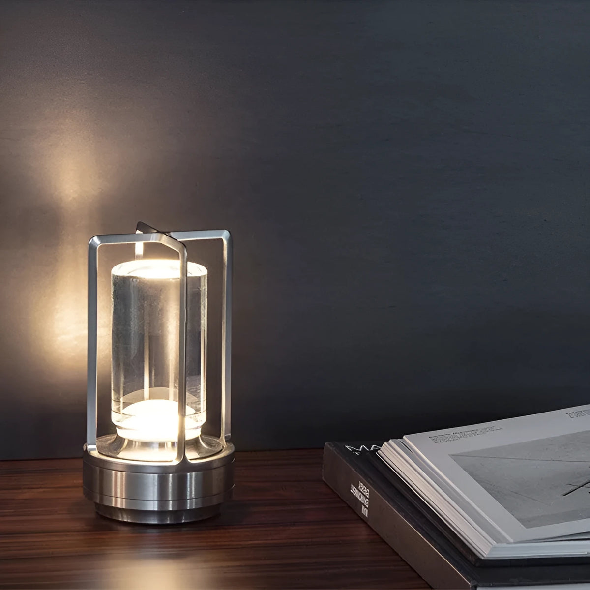 Touch charging LED outdoor camping light with aluminium body acrylic diffuser 90 x 180mm black colour