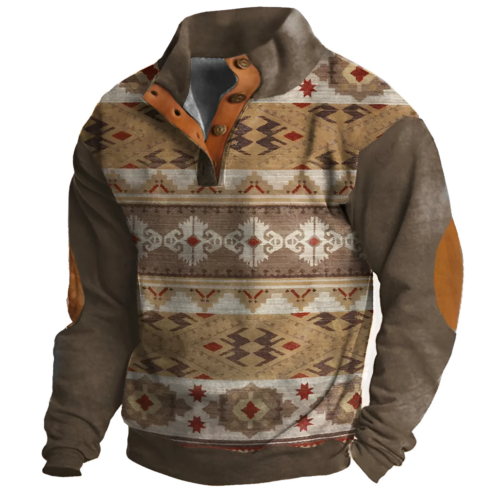 3D digital printing loose fit four-button long-sleeved polyester sweater in multiple colour options