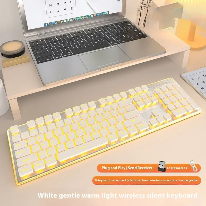 Wireless Bluetooth keyboard with mute button and RGB lighting measuring 440mm
