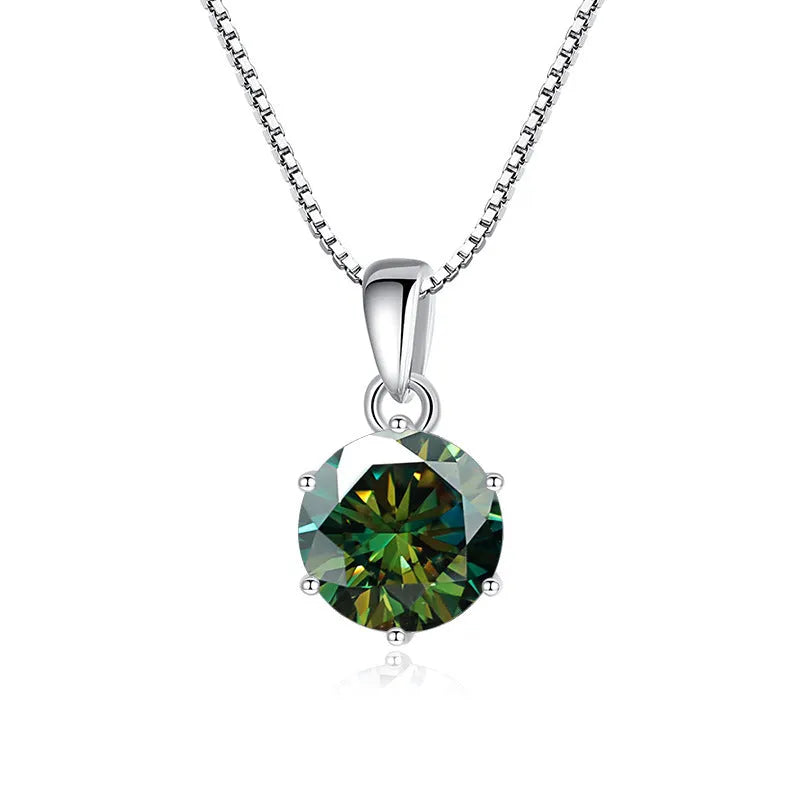 925 silver round moissanite pendant on snake chain, 1 carat 6.5mm stone, animal zodiac style