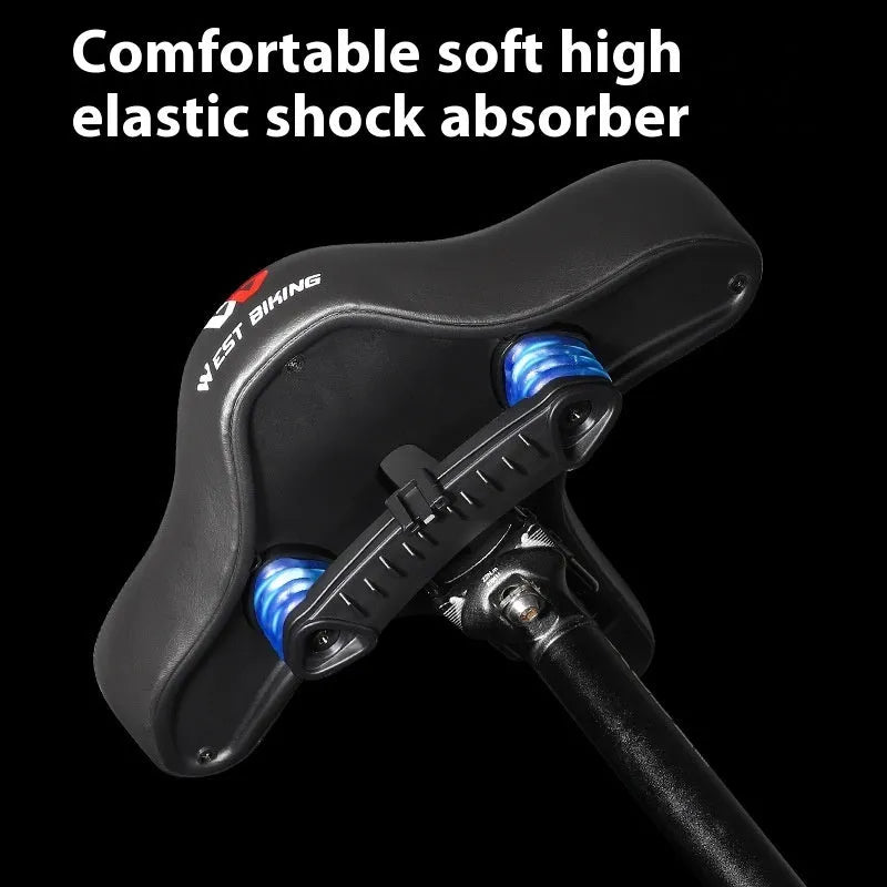 Black bicycle saddle cushion with leather cover and polyurethane foam padding