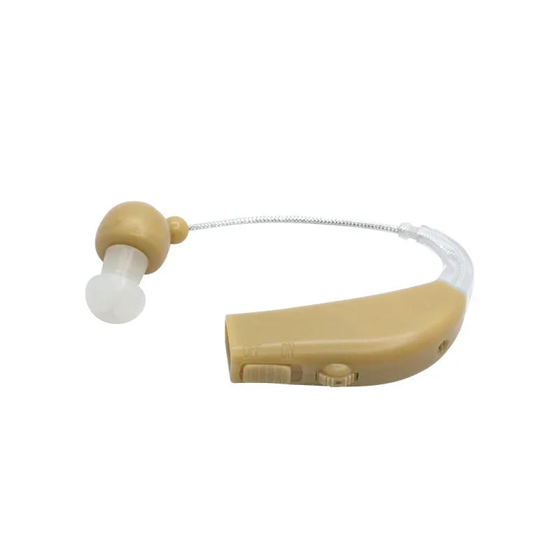 Black rechargeable hearing aid amplifier with silicone construction designed for elderly users