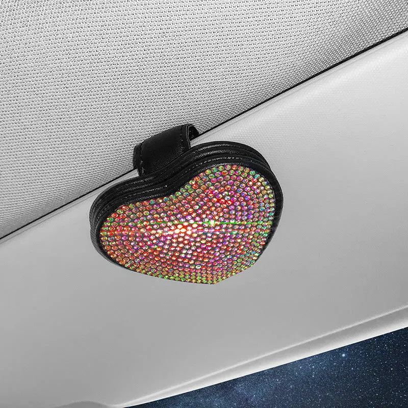 Magnetic PU leather car sun visor storage clip in a choice of seven diamond colours