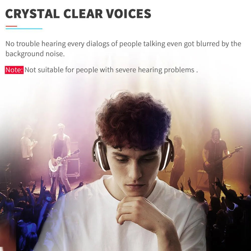 Black ABS on-ear wireless headphones for TV viewing with bass sound