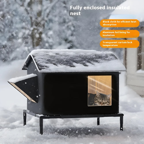 Black Oxford cloth outdoor pet bed for cats and small dogs with lock temperature design