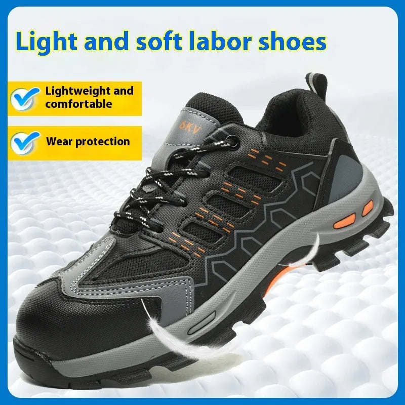 6KV insulated anti-stab non-slip protective shoes low top Fly-kit mesh PU leather black