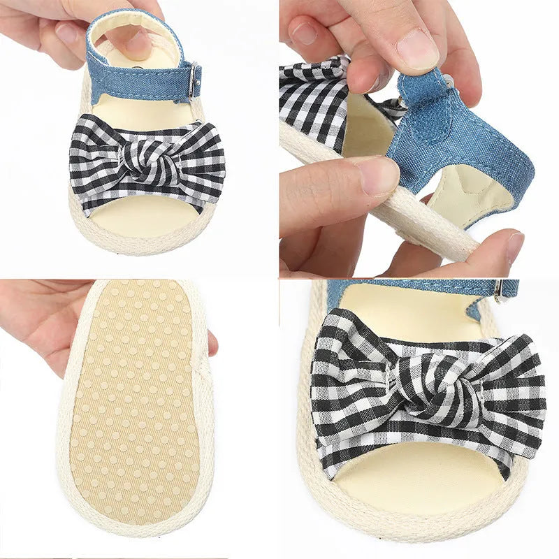 White and black low-tube Velcro baby shoes showing sizes 11cm, 12cm, and 13cm