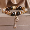 Yellow tower crystal tigereye Fu Lu bracelet for women with electroplated finish