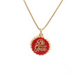 Copper 18K gold plated bottle cap pendant necklace on 40cm box chain, unisex design, gold tone