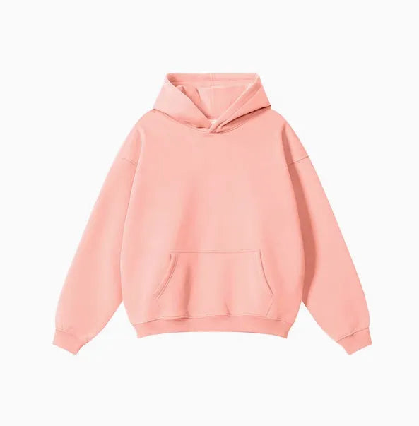 Men's cotton terry hooded sweater in loose fit with drop shoulder sleeves