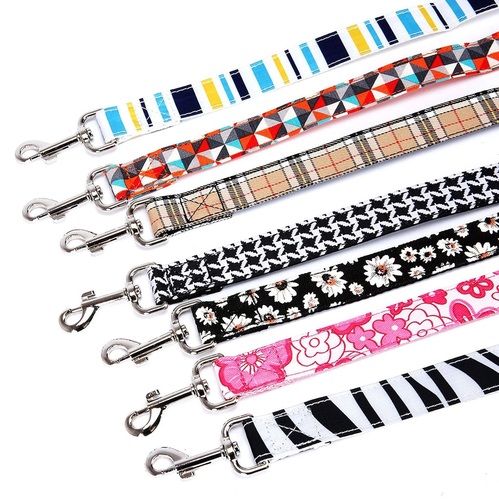 Black plaid stripe 120cm dog traction rope with hand-held loop