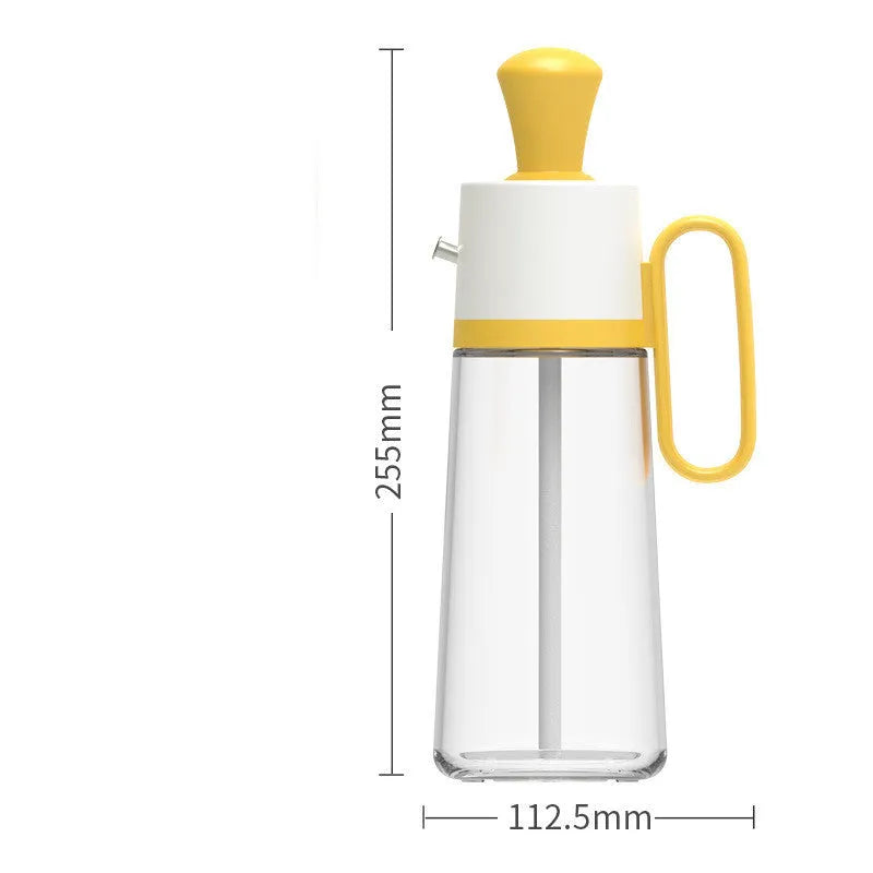 Glass oil dispenser with silicone brush for cooking and BBQ, 550ml capacity with stainless steel nozzle