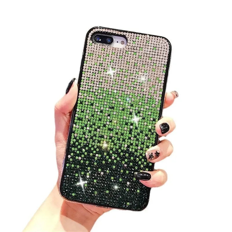 Gradient edge drill phone case with rhinestones for Apple iPhone 16 Pro Max in gradient 1 colour