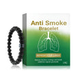 Men's black gallstone and glass smoking prevention bracelet on adjustable silicone band