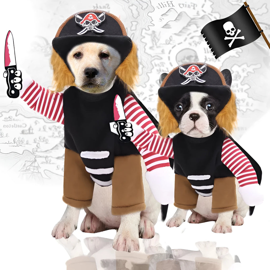 Ourwarm pirate pet costume in colour Pirate with hat and polyester fabric for dogs and cats