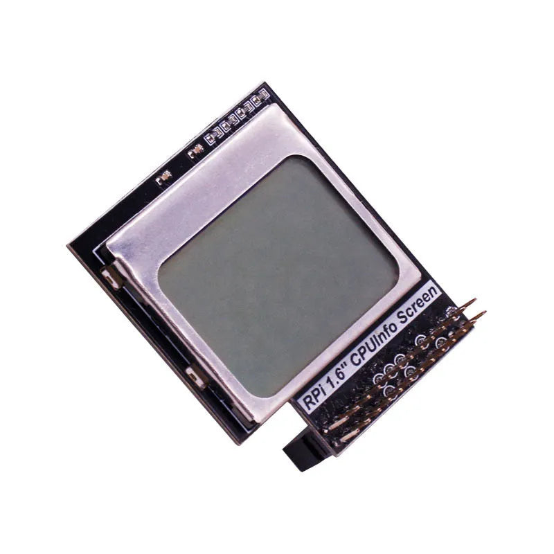 1.6-inch LCD screen for Raspberry Pi showing CPU data with blue backlight.