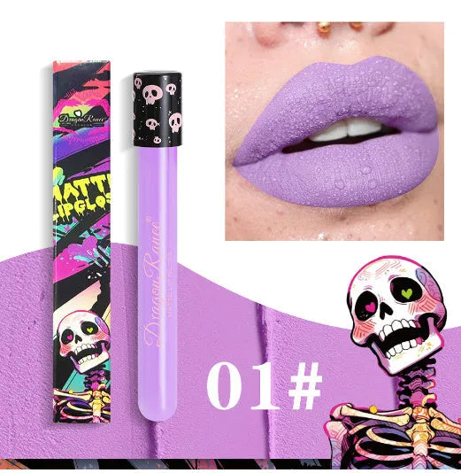 Halloween creative makeup lip gloss in skull test tube with waterproof matte finish