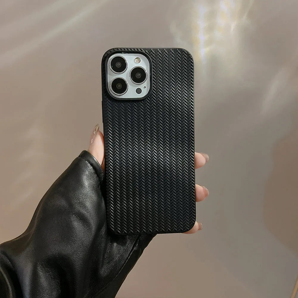 Knitted solid TPU phone case for Apple iPhone in black sweater colour