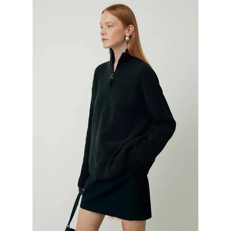 Loose lapels wool bandage dress in black or grey for autumn and winter, long sleeve pullover.
