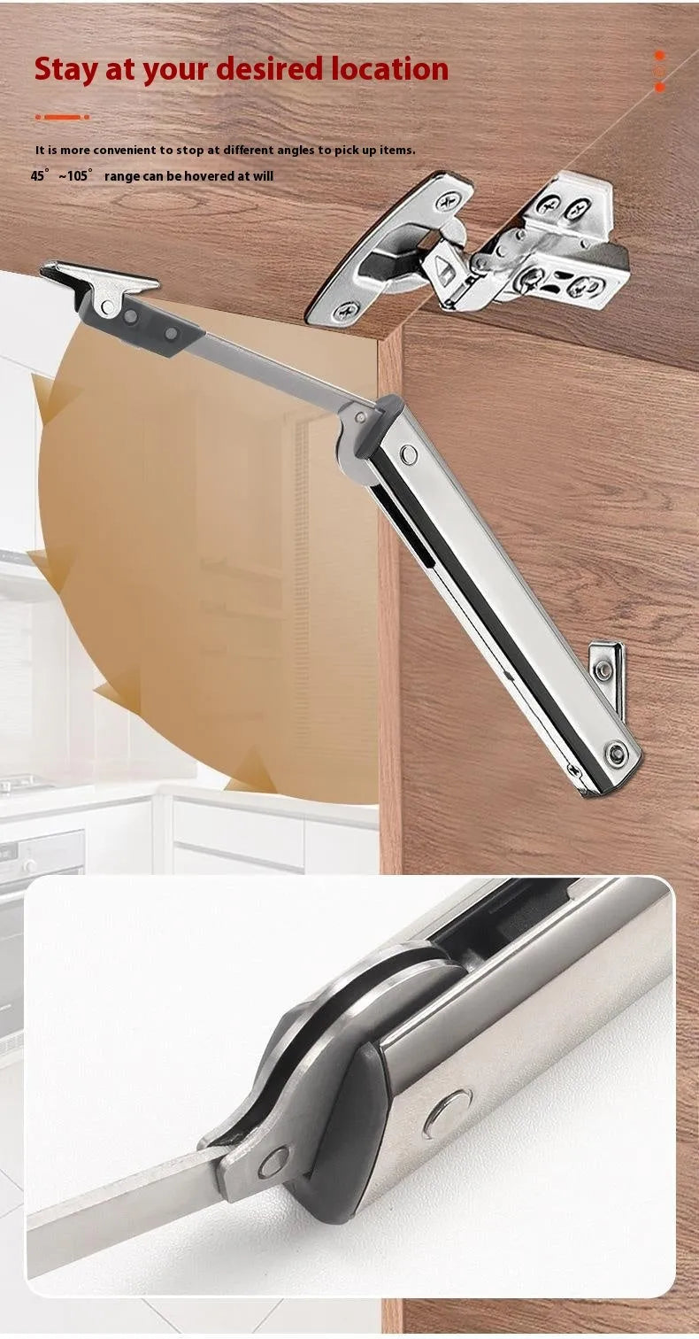Cold rolled steel tatami cabinet flap-up door support rod with spring jackstay in stainless steel natural colour