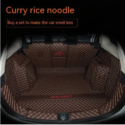 Custom 3D boot liner mat for Mitsubishi Outlander, shown in a black and beige colour combination.