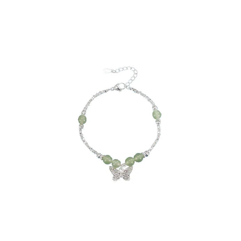 Silver butterfly necklace and bracelet set for women with electroplated copper construction