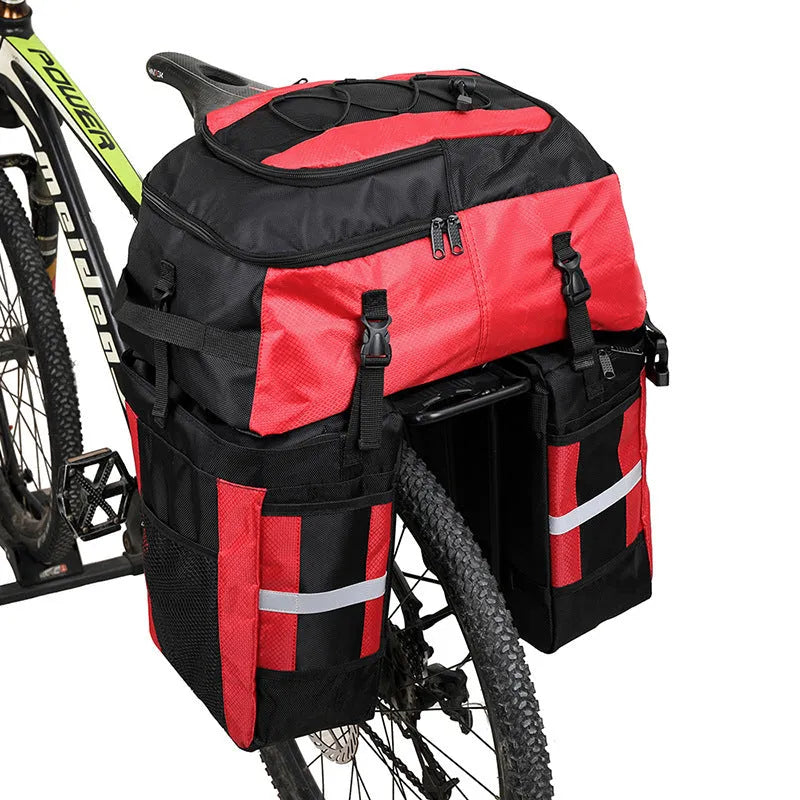 Rhinoceros 70L bicycle rear storage bag in blue, green or red colour for long-distance travel