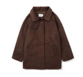Men's brown woolen coat double breasted lapel mid-length loose fit long sleeve winter coat