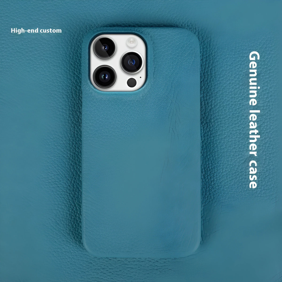 Genuine leather drop-resistant half-pack phone case for iPhone in black