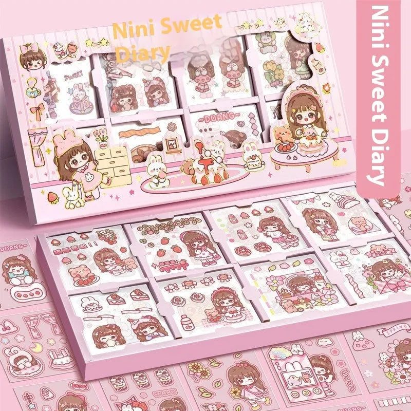 Children's sticker card notebook set with multiple colourful printed designs