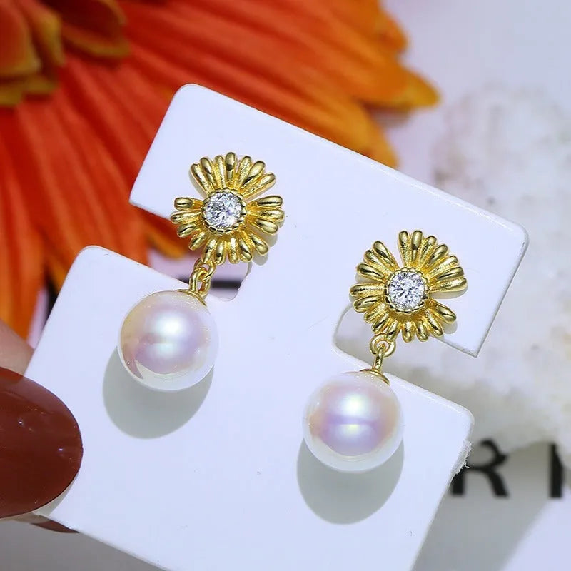 S925 sterling silver baroque flower earrings and ring holder set for DIY jewellery making.