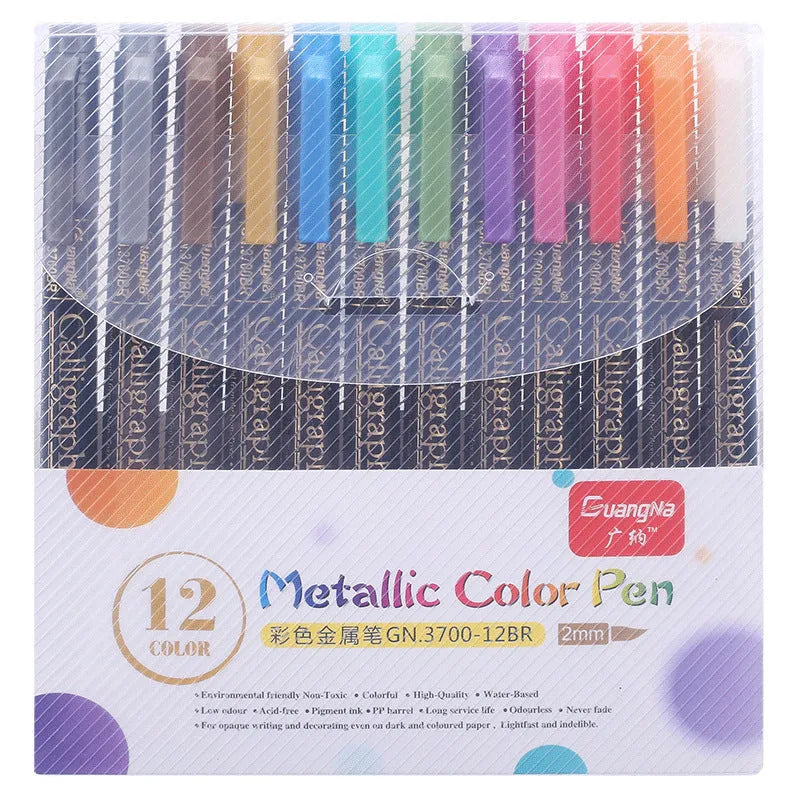 Metallic marker pen set with plastic barrels for card making and stationery projects, available in multiple colour boxed sets