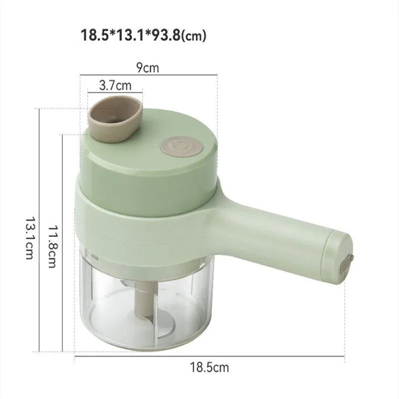 Household multifunctional wireless electric garlic masher in plastic with slicer combo and Type-C cable